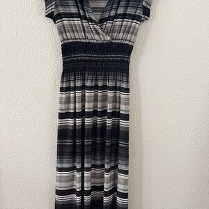 Magic Blue and Gray Sleeveless V-Neck Maxi Sundress